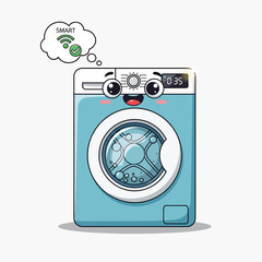 Smart Washing Machine Cartoon