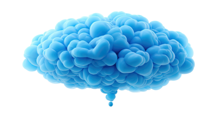 Blue abstract cloud bubble formation soft rounded shapes volumetric texture digital art modern composition isolated on white background