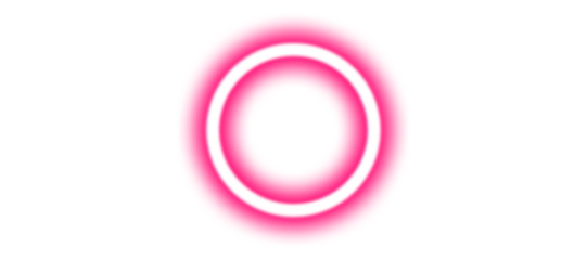 Bright pink circular light effect against a white background. The glowing ring has a soft halo extending outward