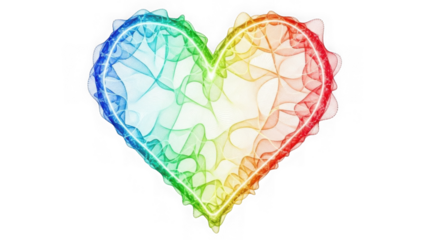 Colorful heart shape isolated on transparent background