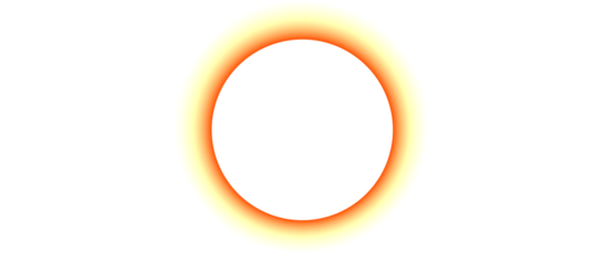 glowing circular object against a white background, featuring a bright white center surrounded by a gradient halo