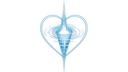 Heart shaped sound waves isolated on transparent background