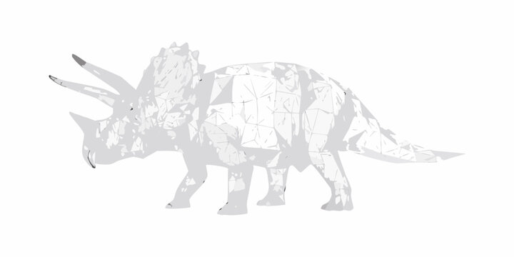 Geometric triceratops illustration a polygonal dinosaur rendered in shades of gray