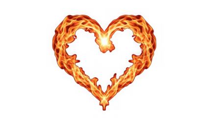 Fiery heart illustration isolated on transparent background