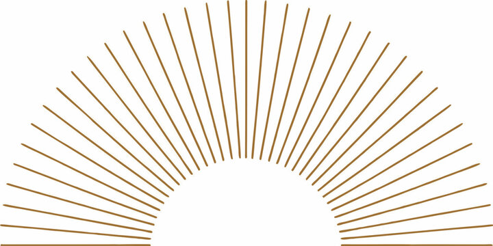 Golden radiating lines forming an arch a minimalist sunburst design