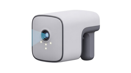 A white electronic device with a blue screen isolated on transparent background