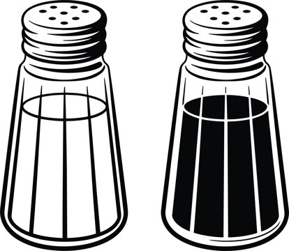 Classic salt and pepper shakers vector line art illustration for coloring page isolated on white
