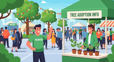 Man selling plants at outdoor event.