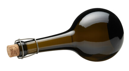 Bulb shaped wine bottle glass isolated on a transparent background