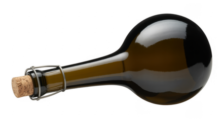 Bulb shaped wine bottle glass isolated on a transparent background