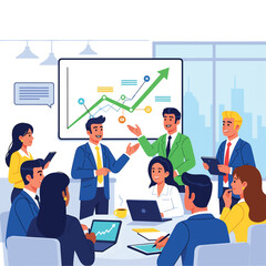 Business Team Meeting with Growth Chart
