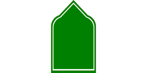 Modern Green Pointed Arch Frame with White Border, Ideal for Islamic Architecture and Cultural Event Designs