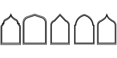 Simple Black Islamic Arch Frame Outline Borders for Modern Certificates, Invitations, and Minimalist Design