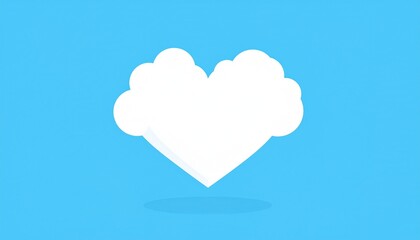 White paper heart shape floating on bright blue gradient background minimal love concept