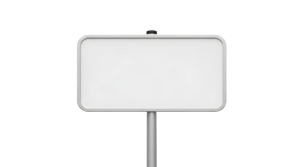 Blank white sign on a pole isolated on transparent background