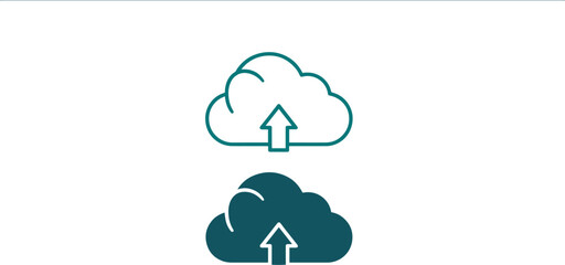 Cloud computing upload data transfer storage network connection outline and filled icons