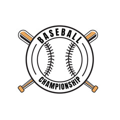 Vintage style Baseball Tournament Logo Design featuring crossed bat and ball symbols. Perfect for baseball tournaments, championships, leagues, and school competitions.