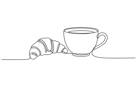 National Croissant Day in one continuous line. One line drawing, minimalism isolated on transparent background  - Powered by Adobe