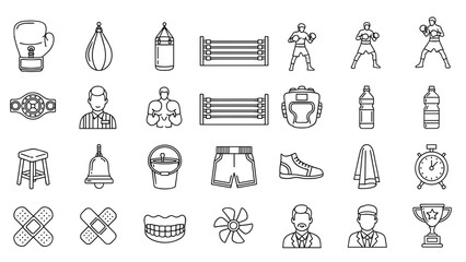 A set of minimalist fitness icons on transparent background
