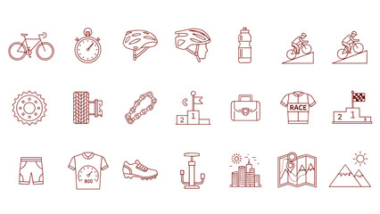 A set of minimalist fitness icons on transparent background