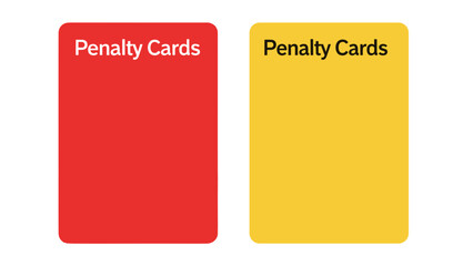 A vector graphic of two penalty cards, one red and one yellow, on transparent background