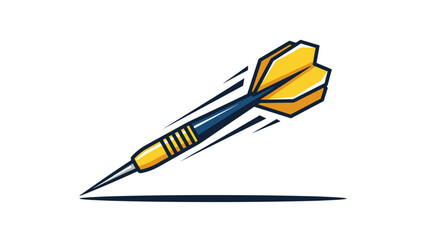 A yellow and blue dart flying through the air on transparent background