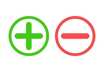 Obraz premium Plus and minus sign set. Vector