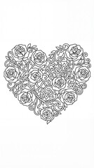 Intricate Rose Heart Design for Coloring Pages or Art Projects