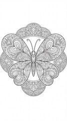 Intricate Butterfly Mandala Art for Adult Coloring and Relaxation