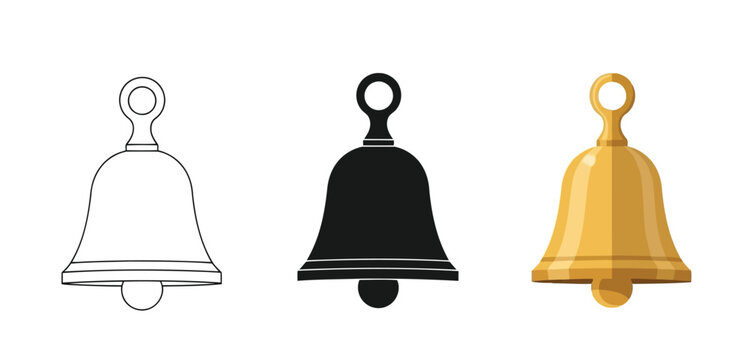 Bells Vector Set in Three Styles &mdash; Line Art, Silhouette and Color Version
