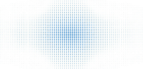 Fototapeta premium A blue gradient pattern of small dots forming a circular shape on a plain surface viewed from directly above