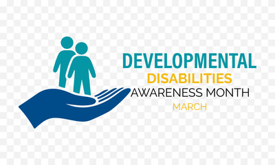 Vector graphic of Developmental Disabilities awareness month is observed every year in March. Holiday concept. Design for banner, cards, prints, social media, poster, flyer and background design.