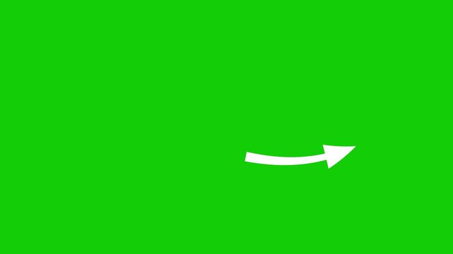 white arrow rising animation on transparent green screen background channel