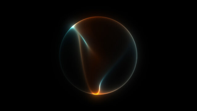 Bright green orange particle sphere smoothly moving changing shape isolated background stylish 3D designer sphere web page colorful curved glowing dynamic core soft spherical form futuristic depth