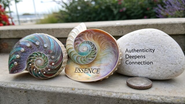 Exquisite Iridescent Nautilus Shell Spiral Pattern Displays Nature's Fibonacci Sequence