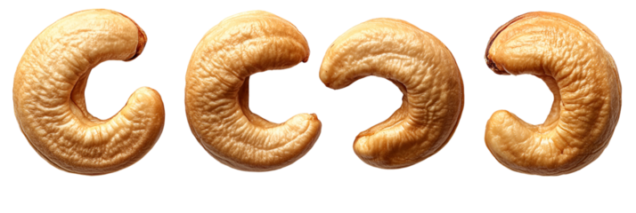 Three light beige curved shapes isolated on transparent background