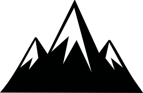 Single mountain silhouette, solid black flat vector, clean triangular shape, minimal design