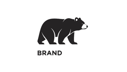 Obraz premium Black bear silhouette logo with the word brand.