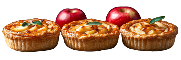 Three mini tarts or quiches with red toppings