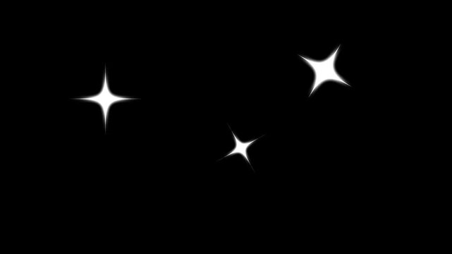 Glowing sparkle stars animation, shiny twinkle light particles, fairy dust magic effect, bl background alpha channel, fantasy vfx overlay, smooth loop 4k
