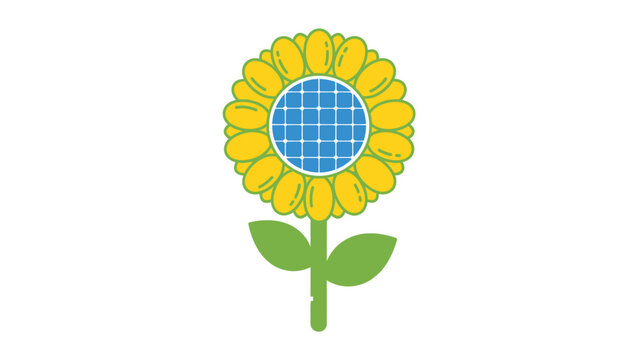 Cartoon Sunflower with Globe Center.