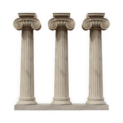 Greek columns isolated on transparent or white background PNG format isolated on white background