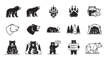 Collection of Bear Icons and Illustrations. © Sandal