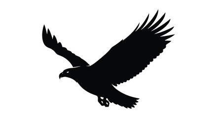 Obraz premium A striking depiction of a bird in mid flight wings fully extended presented as a bold black silhouette high quality professional detailed