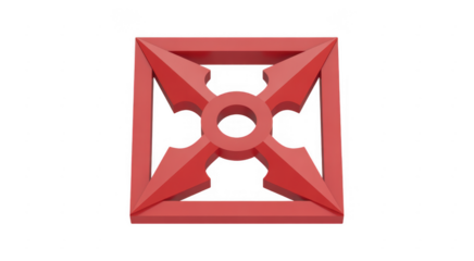 Red metallic with geometric red geometric metallic isolated on a transparent background