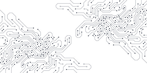 Modern technology black circuit board texture background. Suitable for quantum computer, big data processing and communication concept. Vector