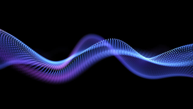 Abstract particle flow background elegant waves bright blue pink purple glow effect digital waveform screensaver futuristic neon lines soft shine cyber aesthetic luminous motion tech design