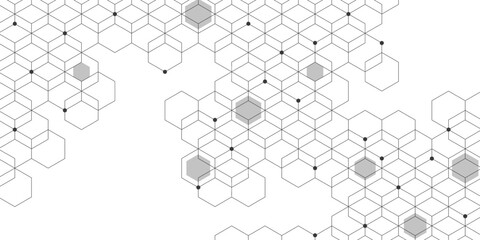 Abstract geometric with hexagon pattern and dots on white background. Vector