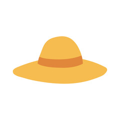 Wide brim summer hat illustration for sun protection themes, warm weather fashion articles, and vacation outfit inspiration.