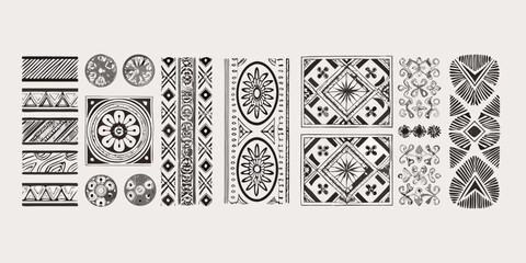 Black and white ornamental patterns a collection of decorative geometric designs